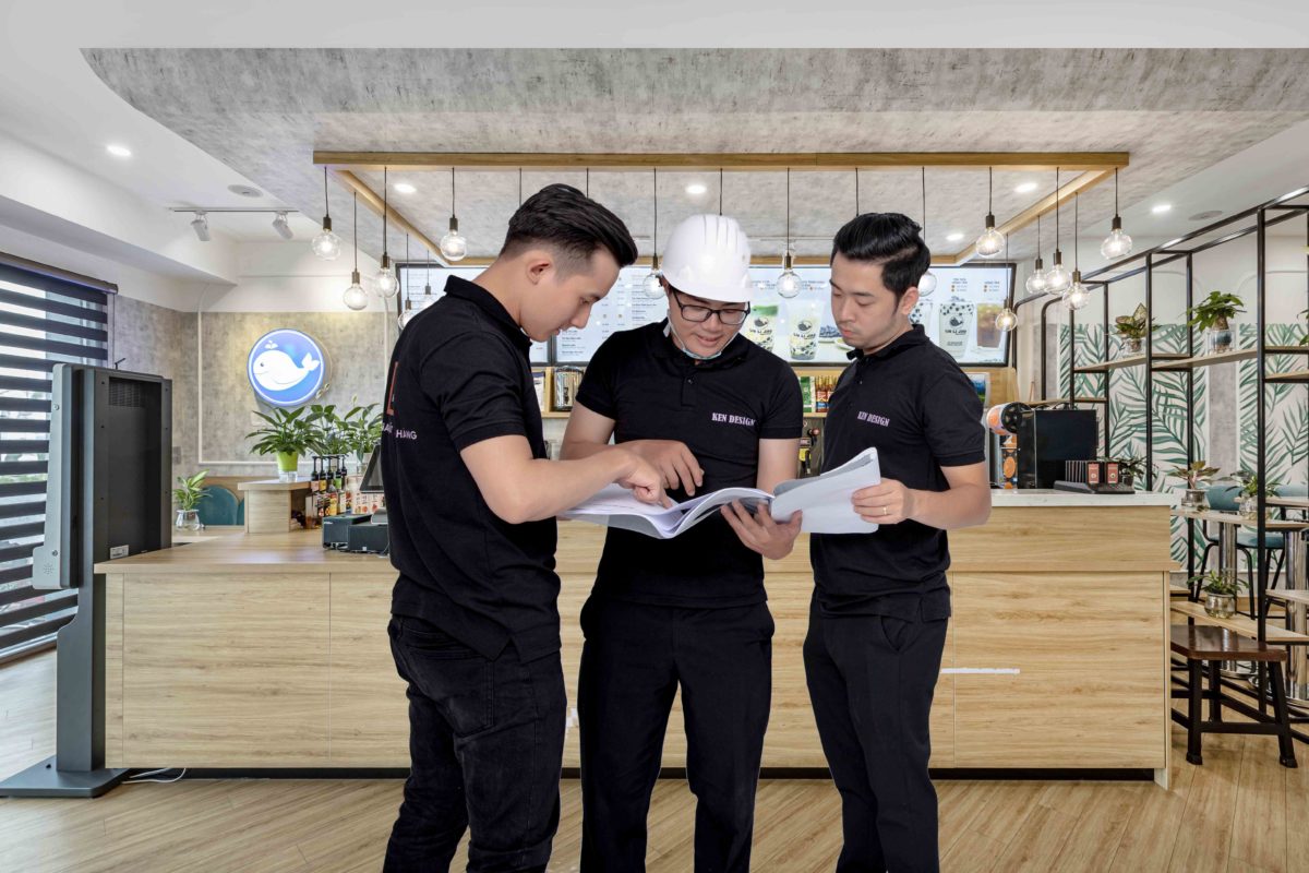 quy trình thiết kế thi công quán cafe rustic